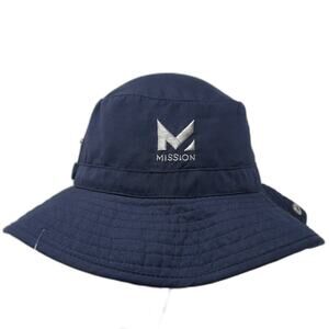 Mission Fitted Bucket Hat Blue One Size Adjustable Drawstring Embroidered